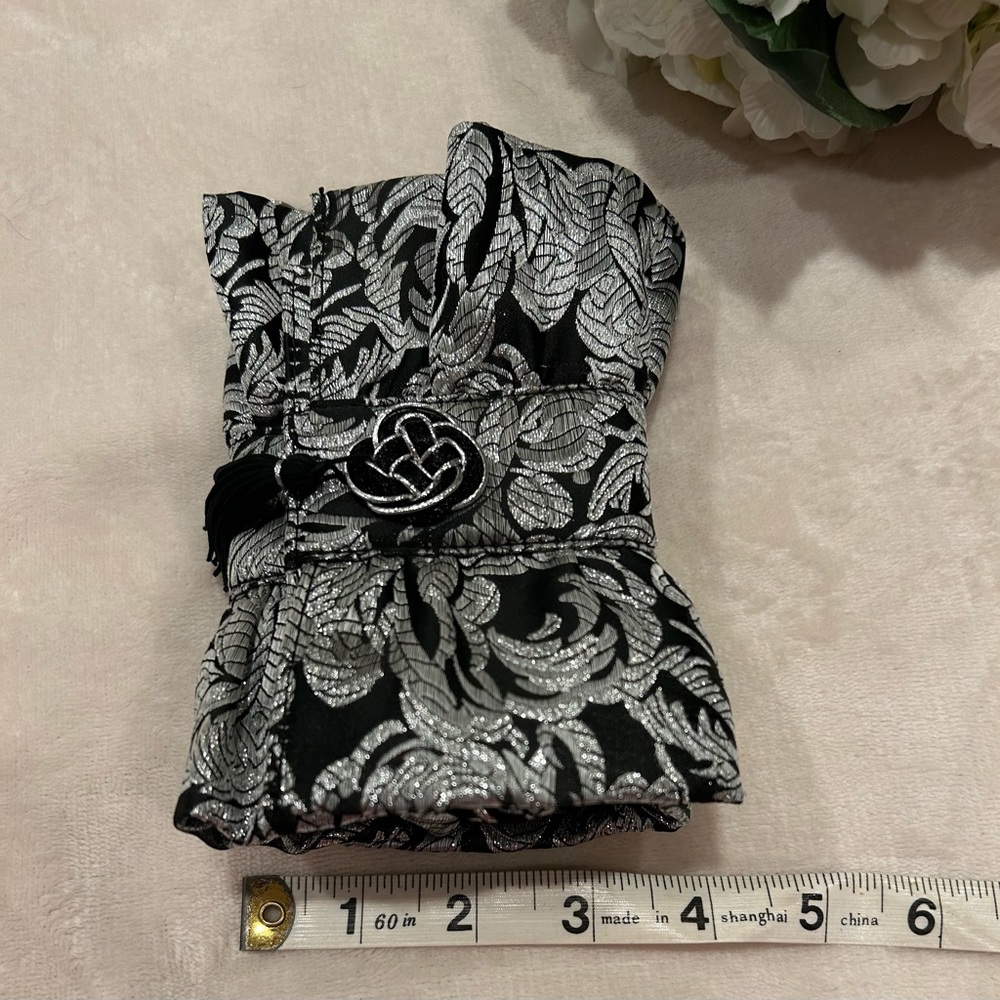 White House Black Market Silver and Black Bow Wristlet, Rare Find